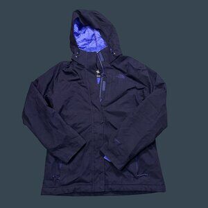 The North Face Womens M Purple Hooded Waterproof Jacket W/ Fleece Lined Interior